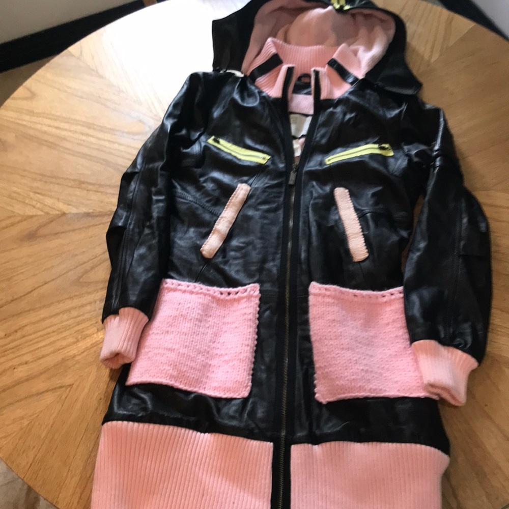 Black leather safari coat